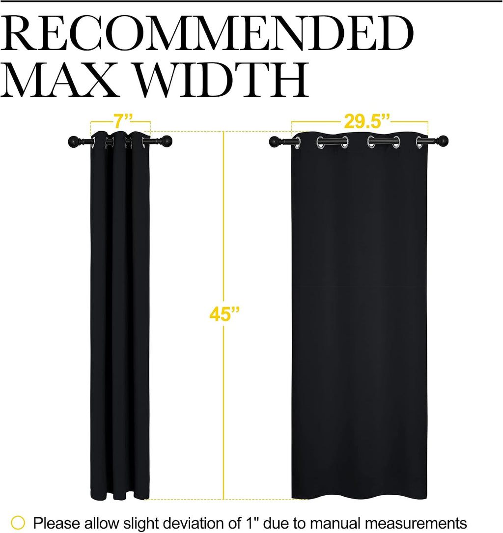 NICETOWN Halloween Bathroom Blackout Curtains and Drapes, Black Solid Thermal Insulated Grommet Blackout Drapery Panels for Window (2…
