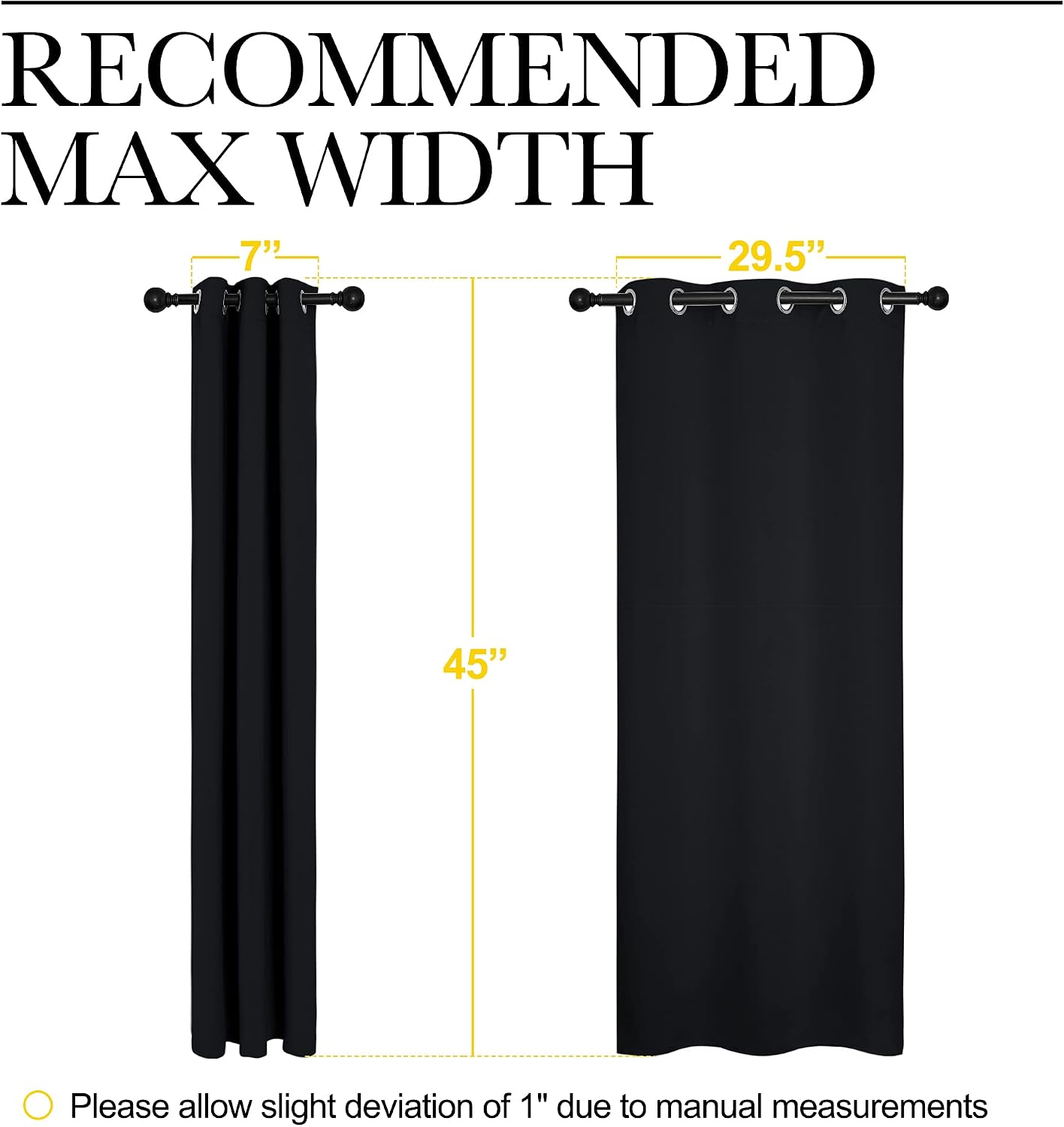 NICETOWN Halloween Bathroom Blackout Curtains and Drapes, Black Solid Thermal Insulated Grommet Blackout Drapery Panels for Window (2…