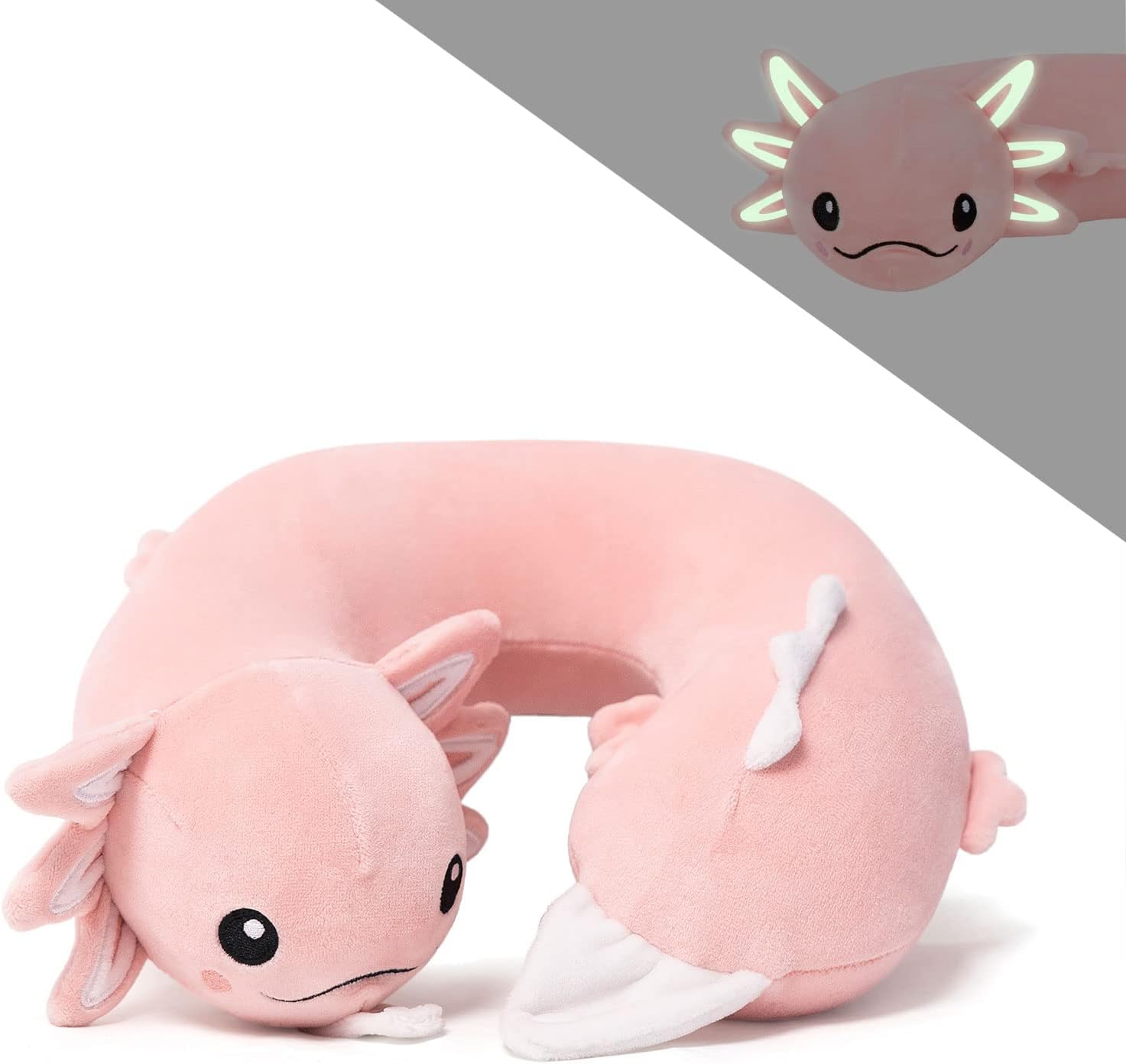 NiuniuDaddy Niuniu Daddy Axolotl Kids Travel Pillow Road Trip Essentials for 9-12 Years Old - Soft Memory Foam Kids Neck Pillow for Airplan…
