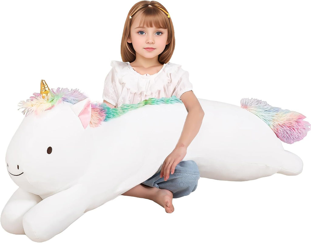 MMguai 40inch Jumbo Unicorn Stuffed Animal, Giant Rainbow Unicorn Stuffy Long Body Pillow Plush Toy, Large Soft Unicorns Plushies Gift…