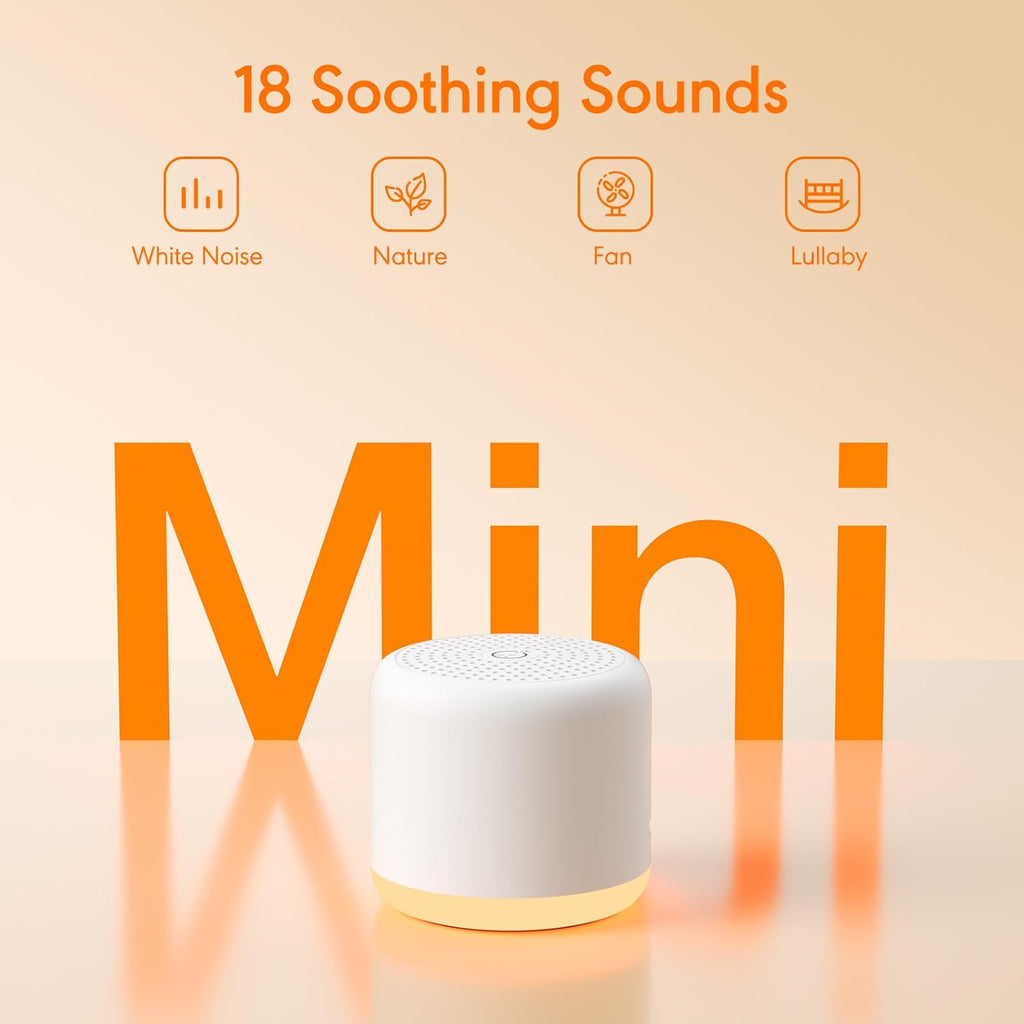White Noise Machine with Night Light, 18 Soothing Sounds Portable Sound Machine for Baby Adults, Mini Travel Sound Machine for Sleeping…