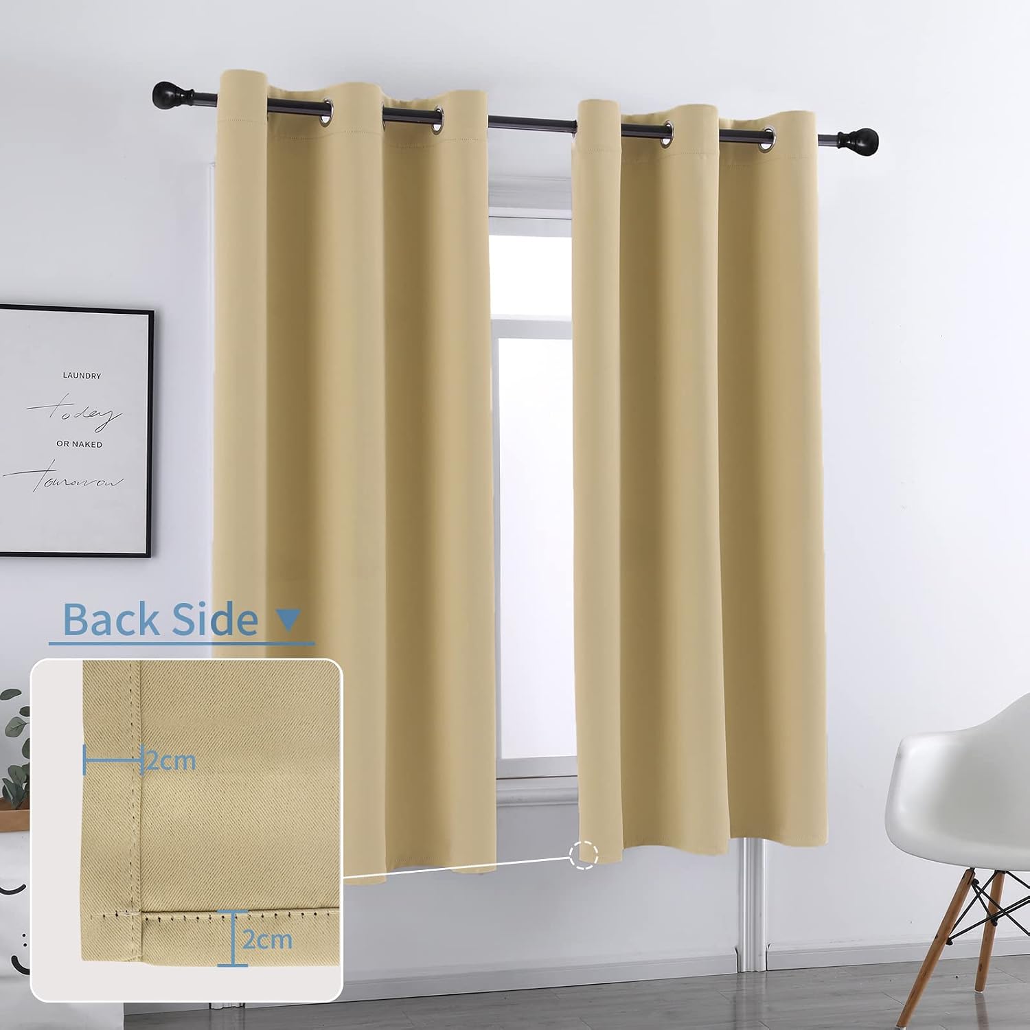 Pickluc Blackout Curtain Panels with Grommet, Light Blocking Drapes for Bedroom, Thermal Insulated, Noise Reduction, Privacy Protection, 42…