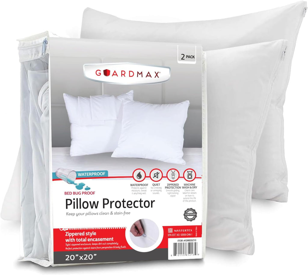 Guardmax Jersey Knitted Throw Pillow Protector with Zipper - 2 Pack -100% Waterproof, Bed Bug Proof, Dust Mite Proof, & Hypoallergenic Pill…