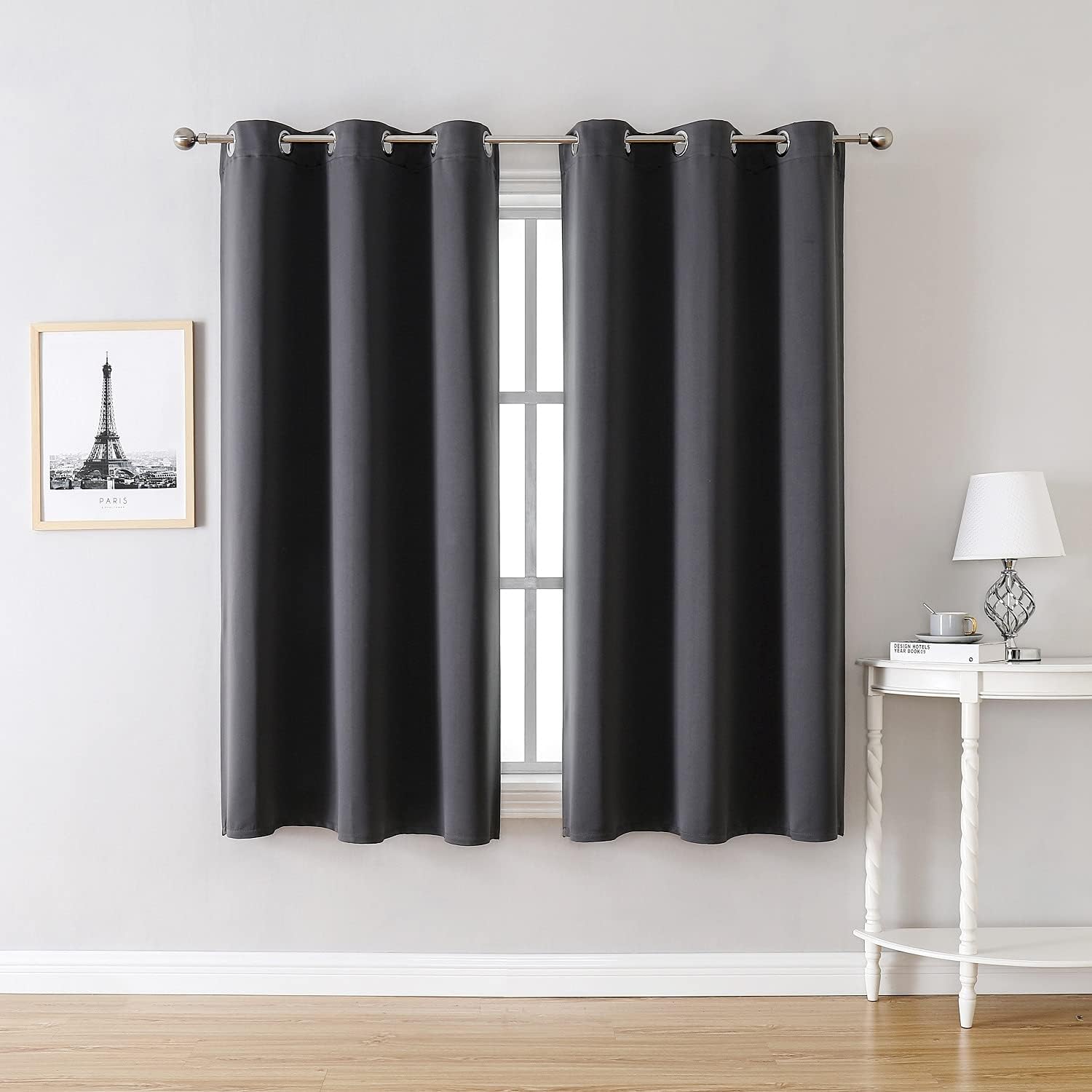 ChrisDowa Grommet Blackout Curtains for Bedroom and Living Room - 2 Panels Set Thermal Insulated Room Darkening Curtains (Dark Grey, 42 x 6…