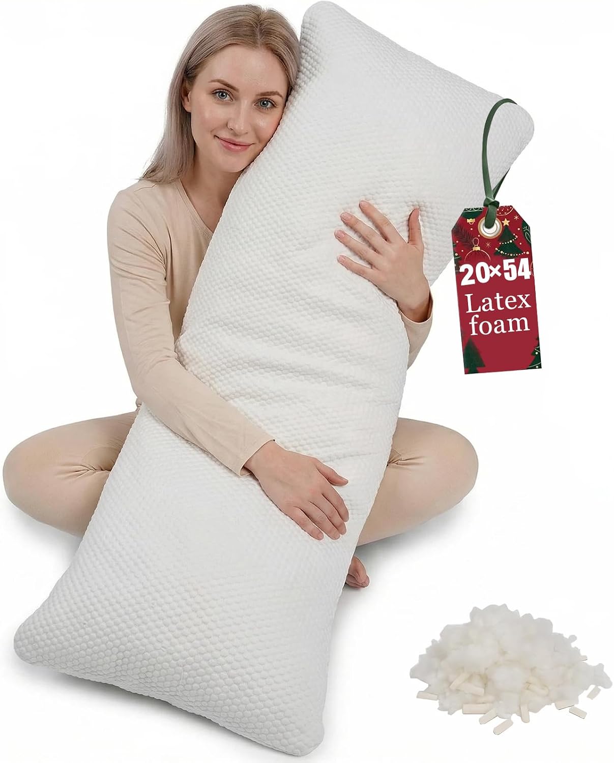 Talatex Premium Natural Latex Body Pillow – 3 Adjustable Compartments for Custom Support, Tencel Silk Removable Cover, Ideal for Side…