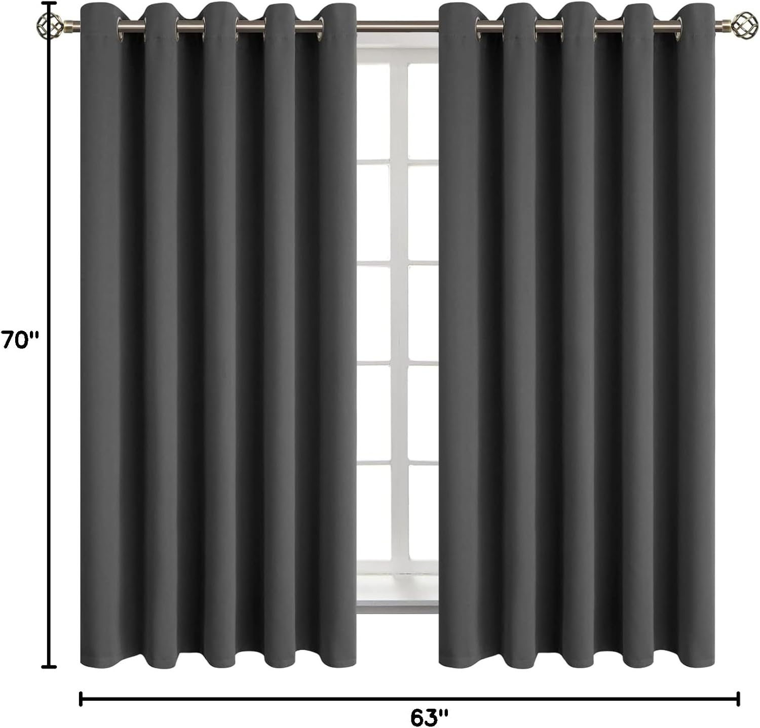 BGment Blackout Curtains for Bedroom - Grommet Thermal Insulated Room Darkening Curtains for Living Room, Set of 2 Panels (70 x 63 Inch, Da…