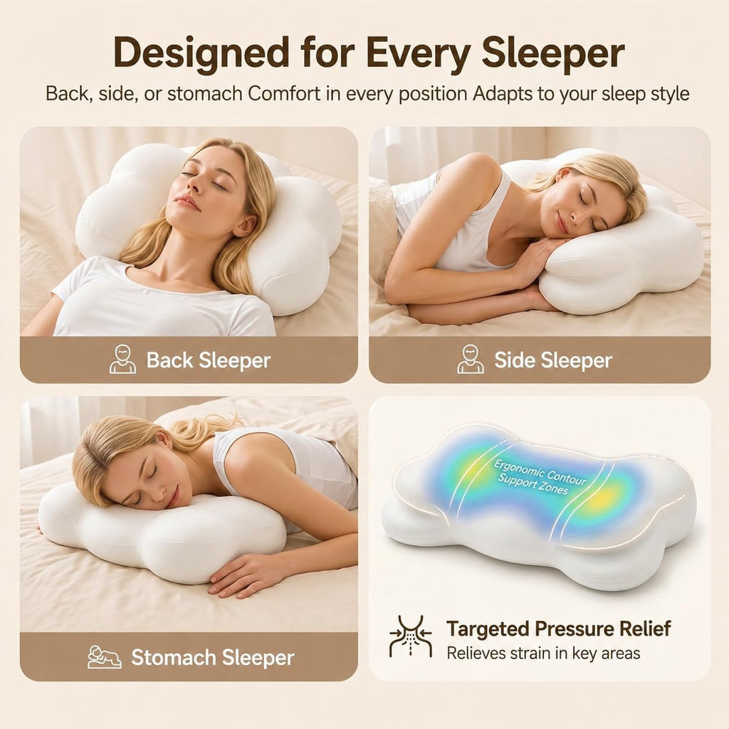 Klxxujk Cloud Pillow, Ergonomic Memory Foam Pillow, Stable Support for Cervical Neck, Cooling Breathable Pillowcase, Cervical Neck for Side,…