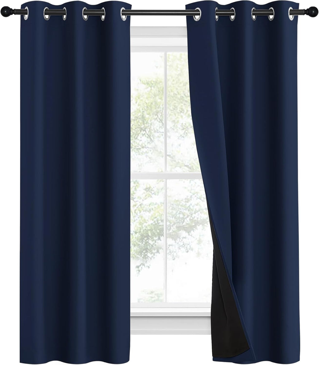 Nicetown 100% Blackout Curtain Set, Thermal Insulated & Energy Efficiency Window Draperies for Guest Room, Full Shading Panels for Shift Wo…