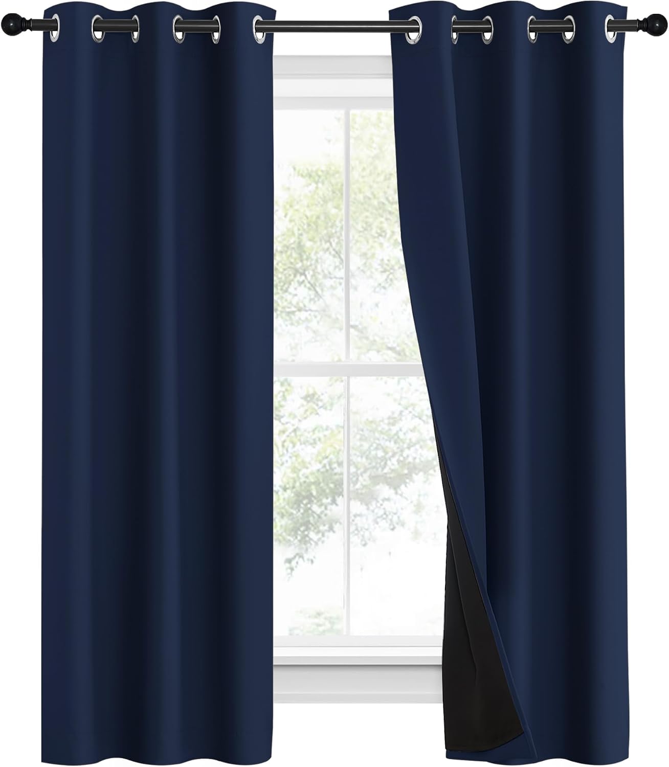 Nicetown 100% Blackout Curtain Set, Thermal Insulated & Energy Efficiency Window Draperies for Guest Room, Full Shading Panels for Shift Wo…