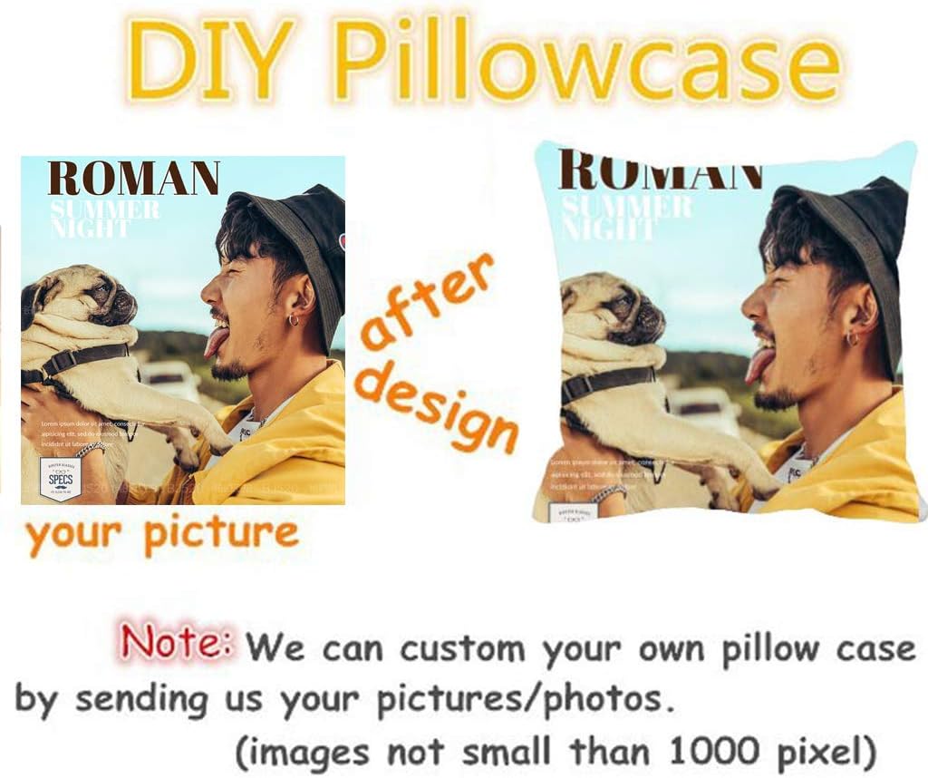 Shop&Three Custom Design Photos or Text Outdoor/Indoor Throw Pillowcase, Personalized Pet Photo Pillow, Love Photo Throw Pillowcases…
