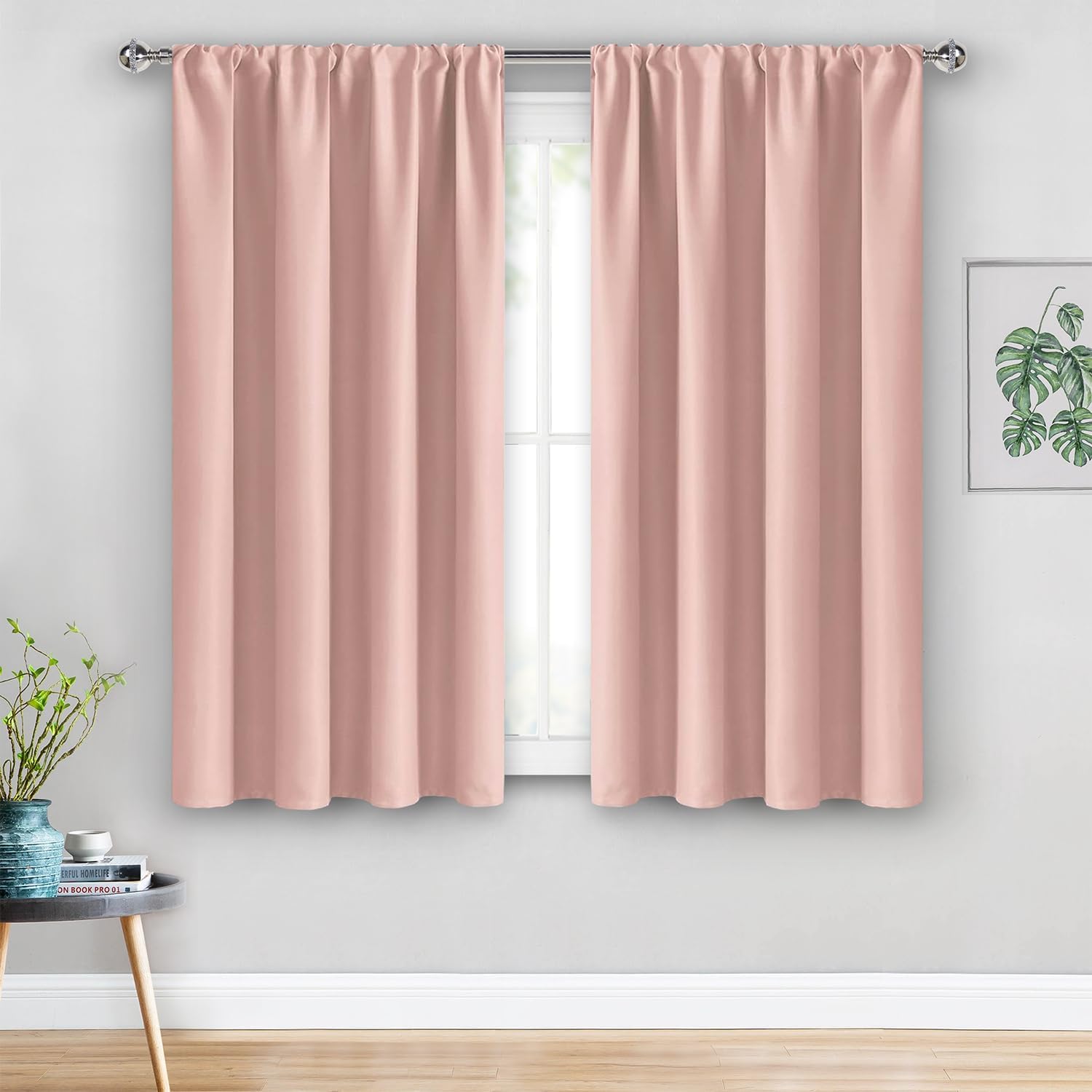 Jiuzhen Blush Pink Blackout Curtains for Bedroom - Thermal Insulated Room Darkening Noise Reducing, 52 x 54 Inch Length Curtains for Living…