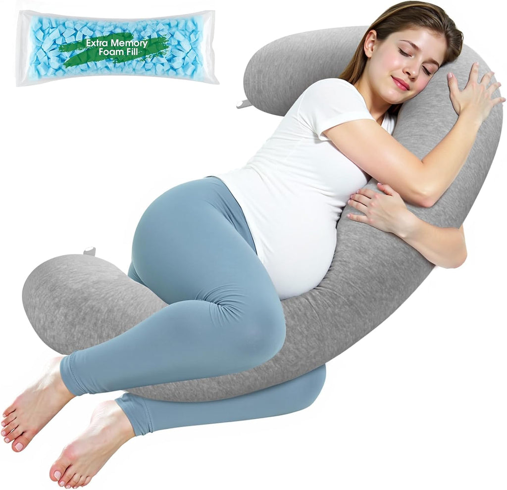 SweetSlubr Body Pillow, Pregnancy Pillows for Sleeping, C-Shaped Maternity Pillow for Pregnant Women with Adjustable Firmness, Full Body…