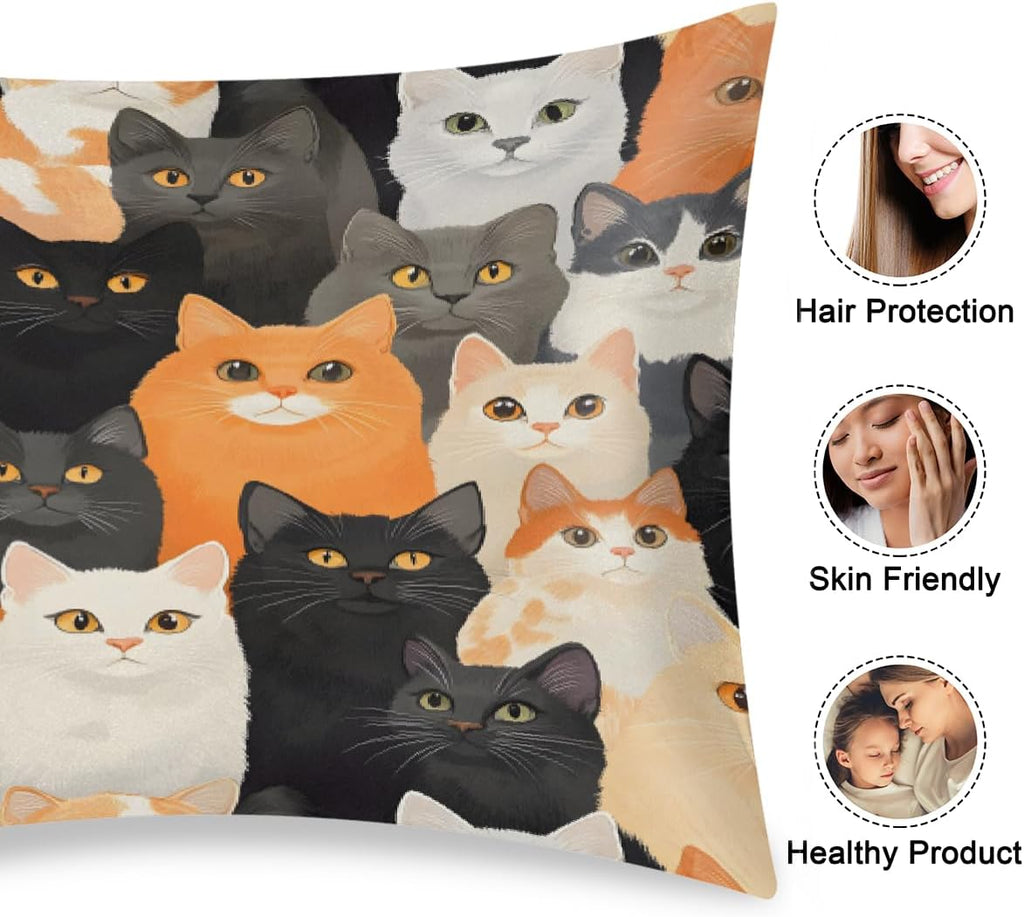 Colorful Animal Cat Satin Pillowcase for Hair and Skin Soft Silk Pillow Cases with Envelope Closure Cooling Pillow Case Slip 15.99 Pillow…