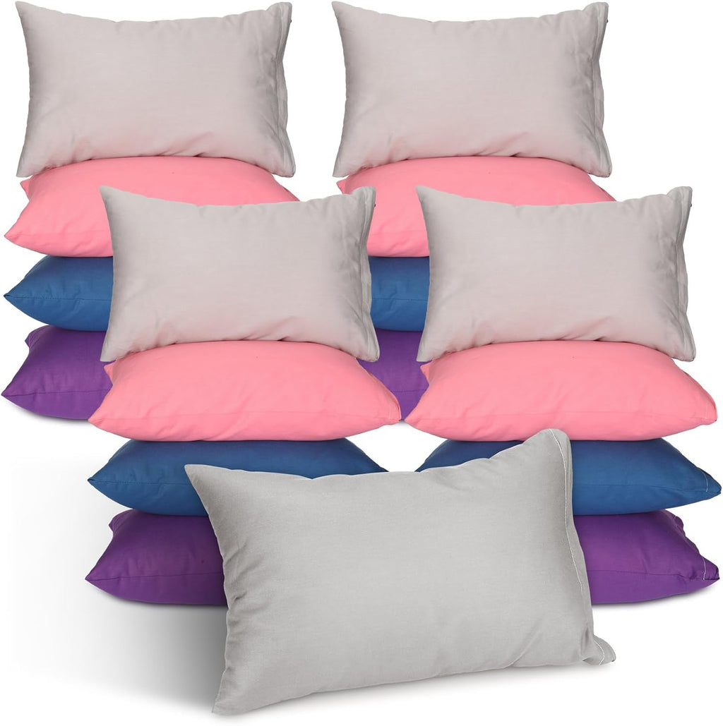 Kigley 16 Pcs Mini Pillow 14" x 9" Small Pillows for Sleeping Daycare Travel Nap Time Neck Lumbar(Dark Colors) 16 Pcs 9 inches cotton