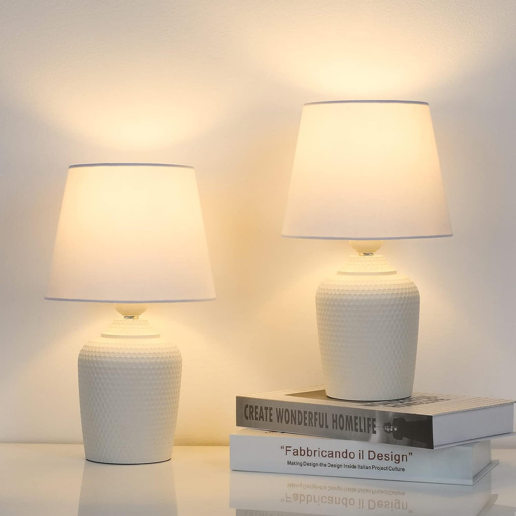 Sucolite Small 11.8" Table Lamps Set of 2, Bedside Nightstand Lamps for Bedroom Kid’s Room, Cute Desk Lamps with Studded Texture Base for…