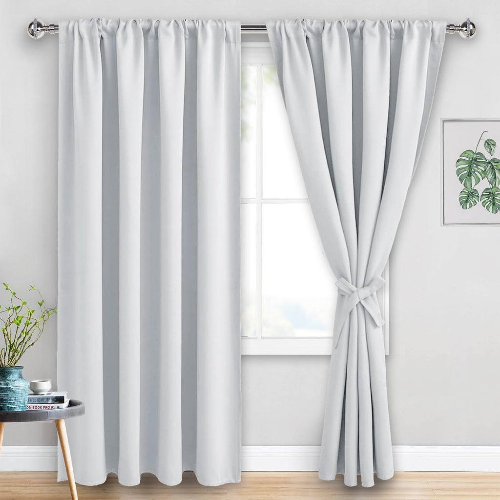 Jiuzhen Blackout Curtains for Bedroom - 60 Inch Extra Wide Thermal Insulated Room Darkening Privacy Soundproof Curtains for Living Room, Se…