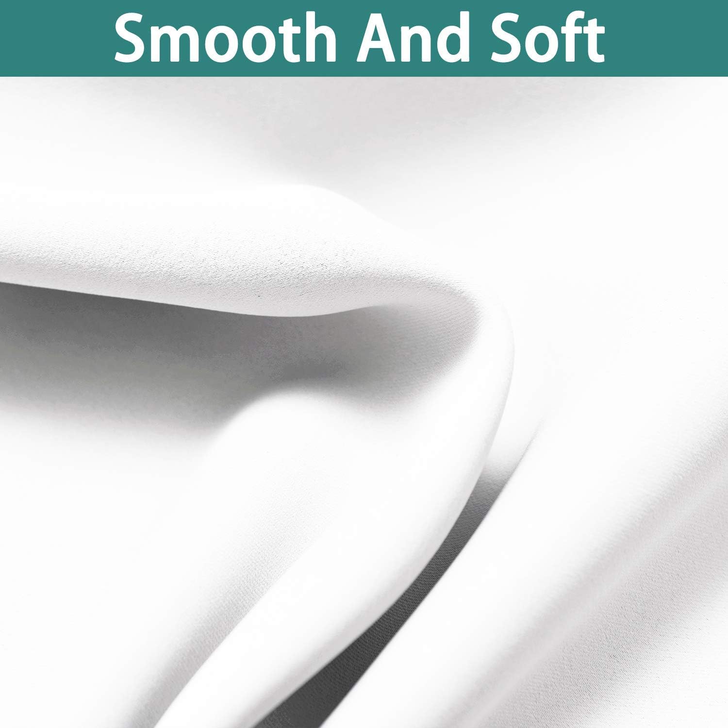 Yakamok Pure White 100% Blackout Curtains, 2 Thick Layers Completely Blackout Curtains Thermal Insulated Noise Reducing Drapes for Bedroom(…