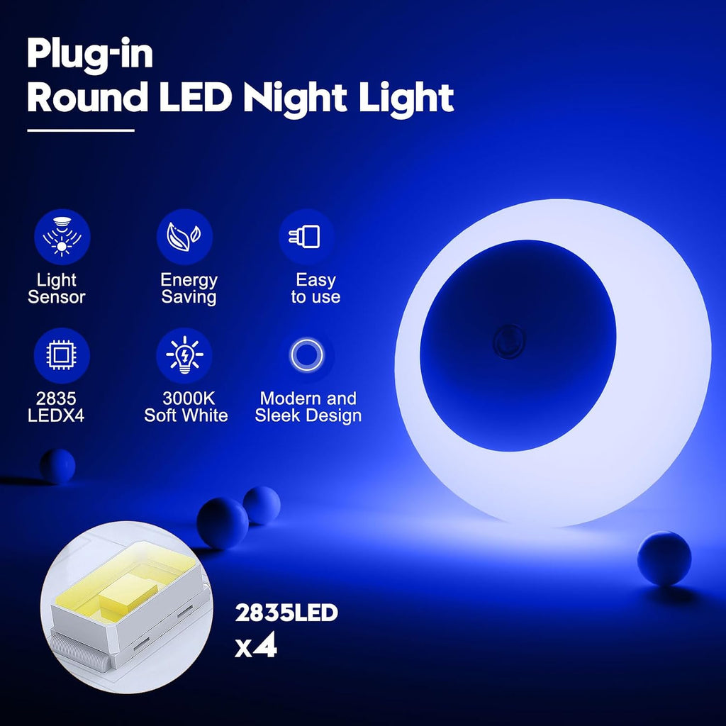 fesnne Night Light, Night Lights Plug into Wall, Dusk to Dawn Sensor, Blue Led Night Light 0.5W, 2 Pack Nightlight for Adults, Bedroom…