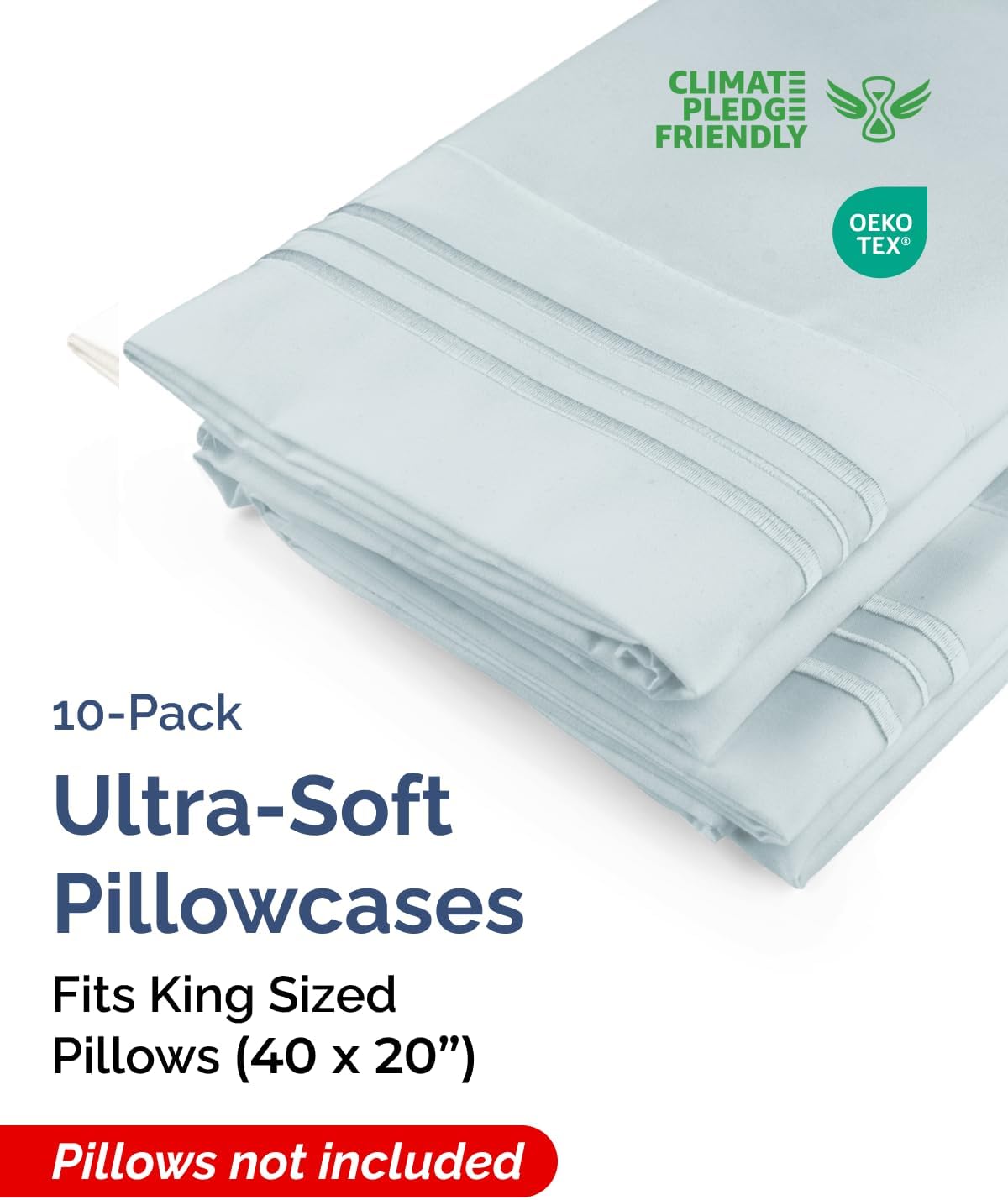 King Pillow Cases Set of 10 - Ultra Soft Hotel Quality Pillowcase Covers - Comfy, Cozy & Wrinkle Free - Shrink, Stain & Fade Resistant…