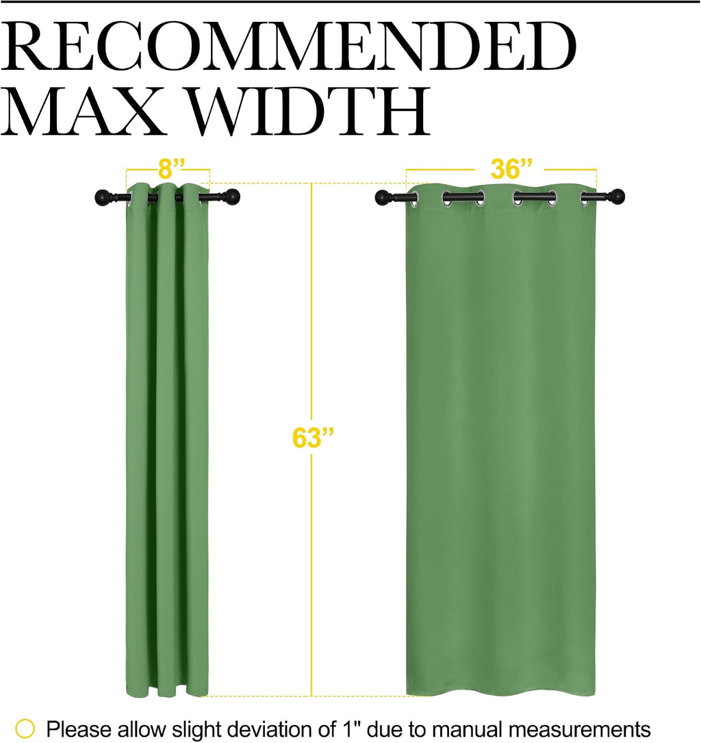 NICETOWN Room Darkening Curtains 63" Long Set of 2 for Bedroom, Forest Green Nursery Essential Thermal Insulated Solid Grommet Top…