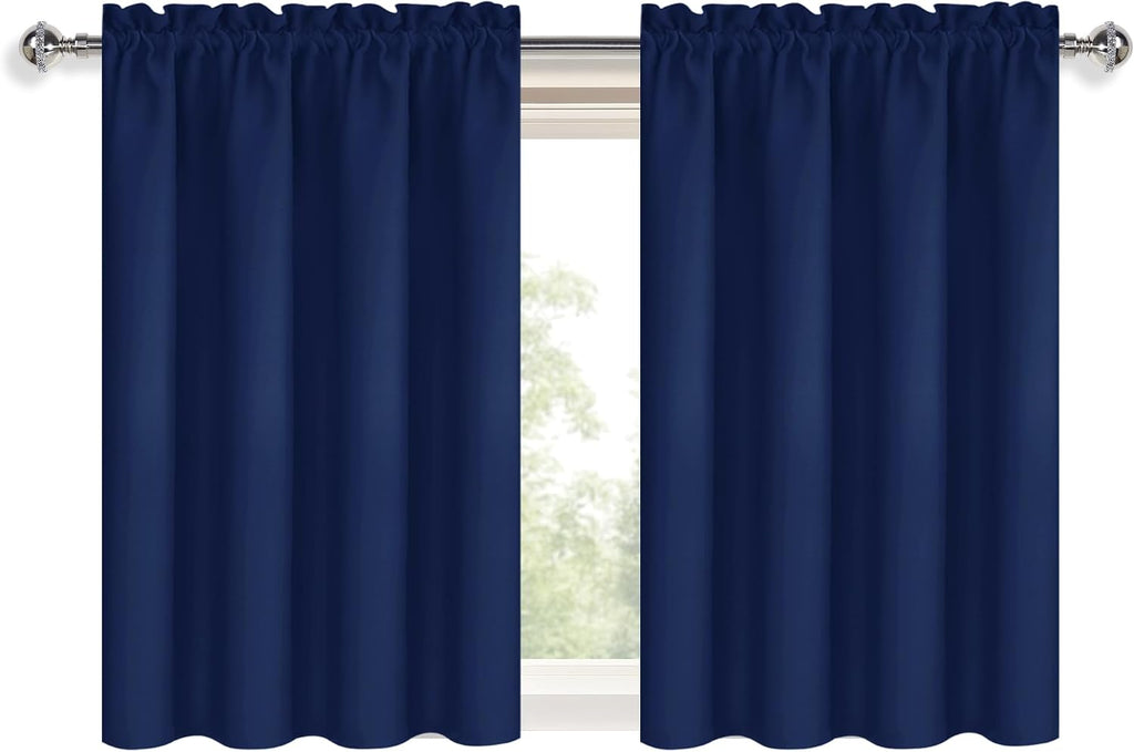 DWCN Short Curtains for Bathroom Windows 36 inches Length 2 Panels Set, Half Small Window Blackout Curtains for Kitchen, Rod Pocket…