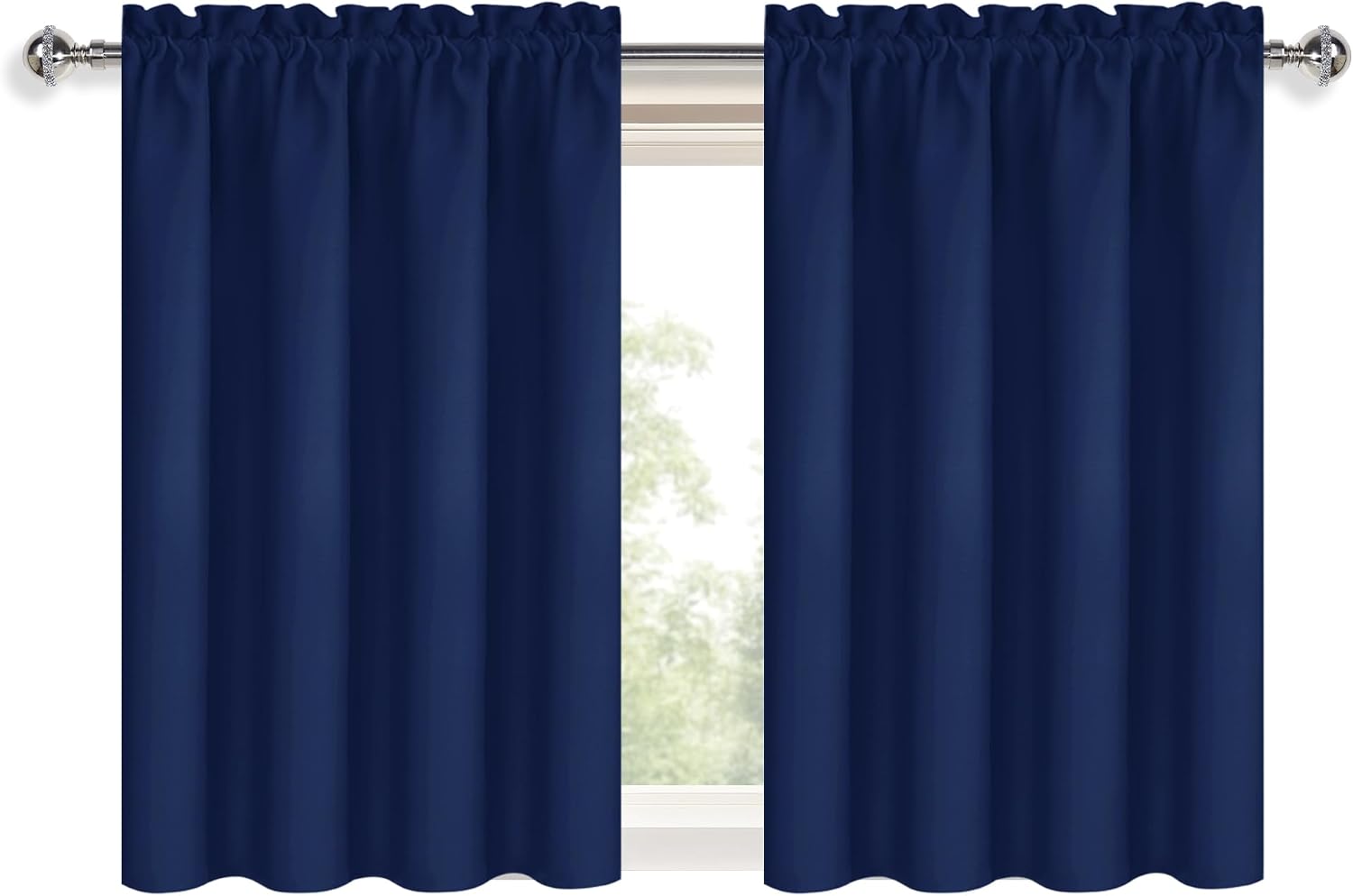 DWCN Short Curtains for Bathroom Windows 36 inches Length 2 Panels Set, Half Small Window Blackout Curtains for Kitchen, Rod Pocket…