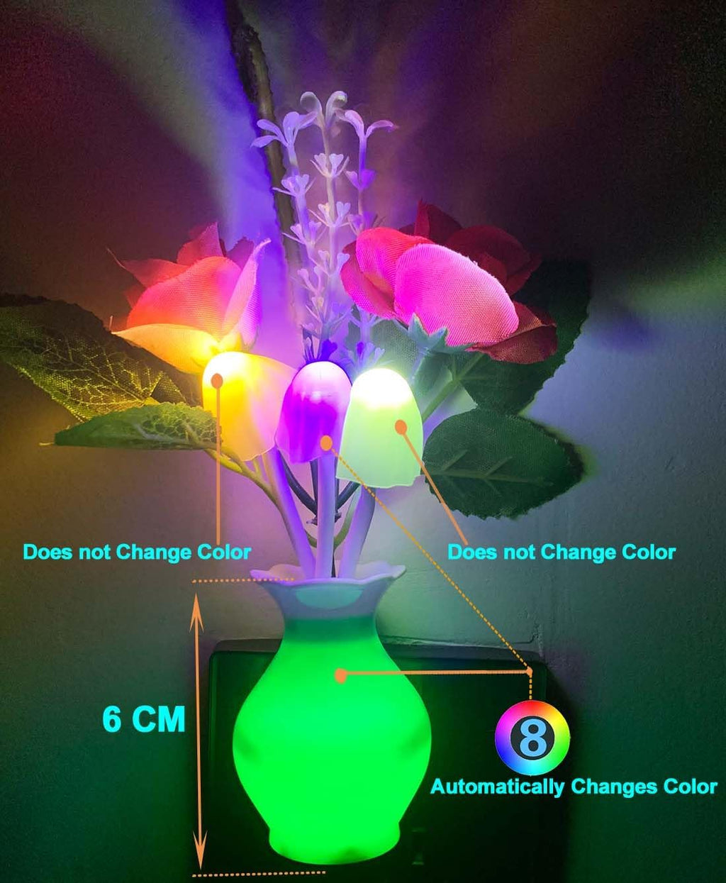 4 Pieces LED Night Light Plug in with Dusk to Dawn Sensor 7 Color Change, Wall Lamps Plug in NightLight for Kids Adults, Bedroom…