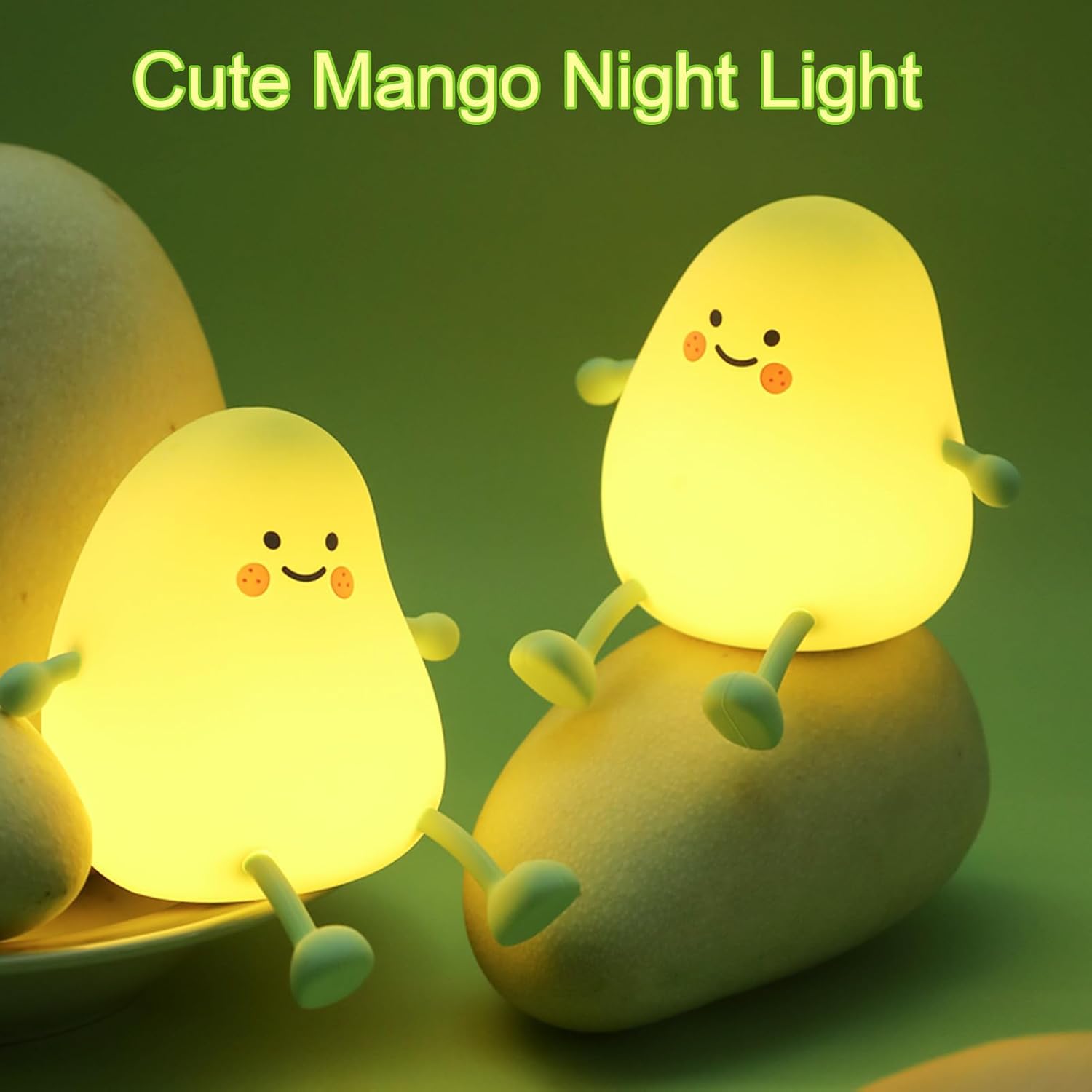 Smoorita Cute Night Light for Kids, Mango Sleep Lamp Warm Light Bedroom Decor Kids Night Light, Silicone Nightlight Baby Nursery Night Ligh…