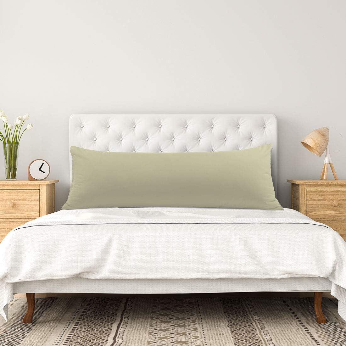 PiccoCasa Body Pillow Case with Zipper Closure, 110 GSM Brushed Microfiber Cover for 20"x48" Body Pillows - Khaki cotton