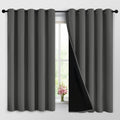 Yakamok Dark Grey Full Shade Curtain Panels, Heavy Duty Lined Curtains 63 Inches Long, Thermal Insulated Room Darkening Curtains with Black…