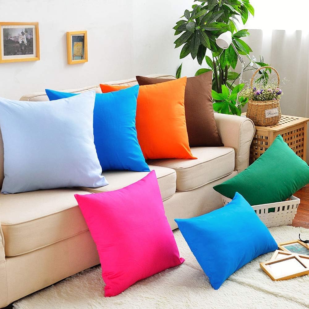 Thmyo 4-Pack 100% Cotton Comfortable Solid Decorative Throw Pillow Case, Thmyo Square Cushion Cover Pillowcase Sublimation Blank Pillow Cove…