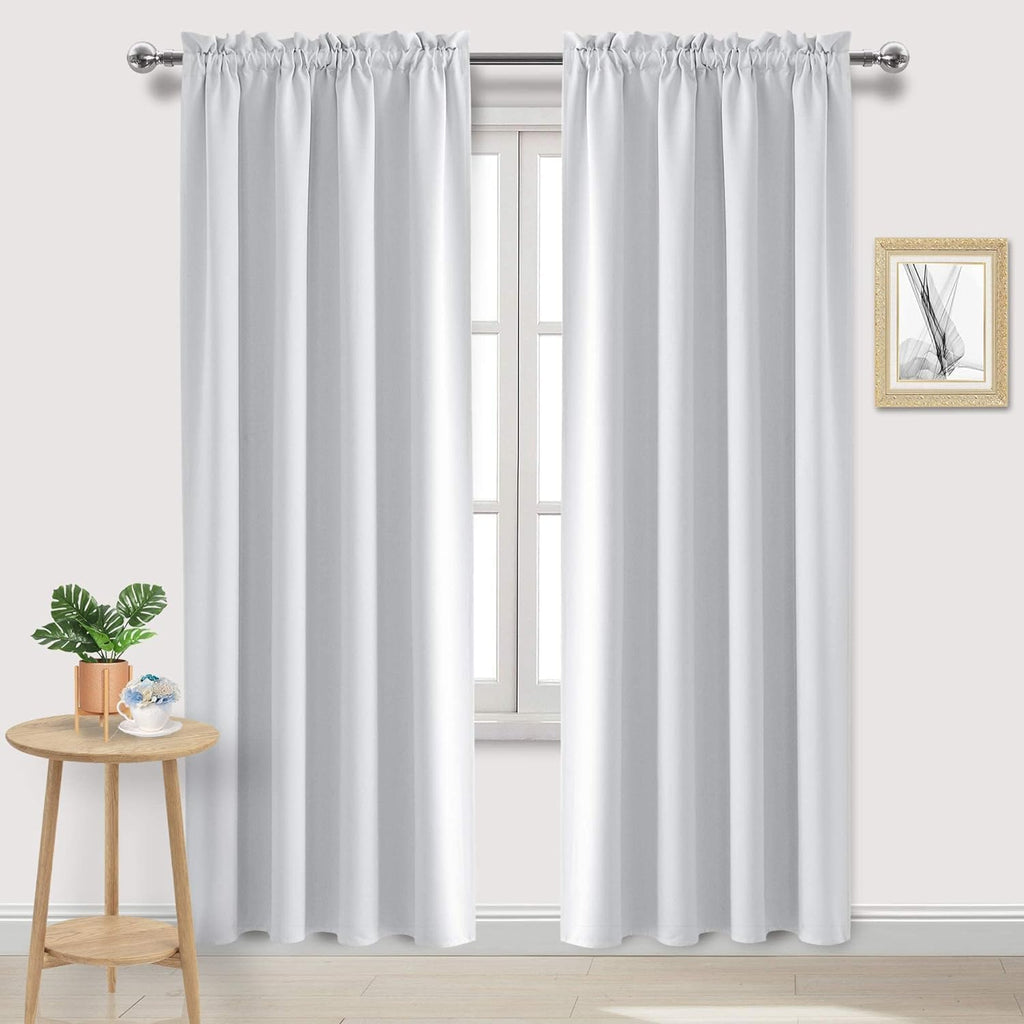 DWCN White Curtains for Living Room Thermal Insulated, Energy Saving & Noise Reducing Bedroom Curtains, White, W 70x L 84 Inch, Set of 2…
