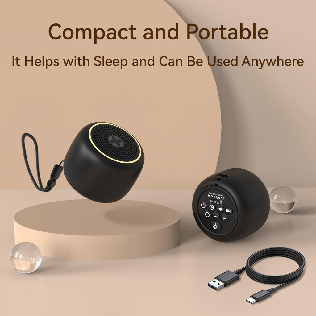 Portable Sound Machine Small Mini White Noise Machine Brown Noise 30 Soothing Sounds Rechargeable Speaker Block Noise 4 Memory Function…