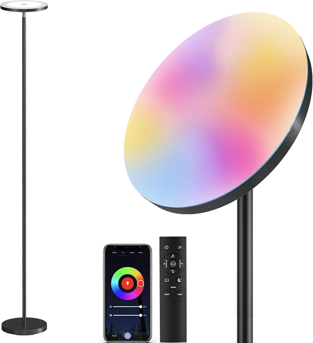SUNMORY Smart RGB Floor Lamps for Living Room, 32W Bright LED Floor Lamp with APP and Remote Control, Tall Standing Lamp with Stepless…