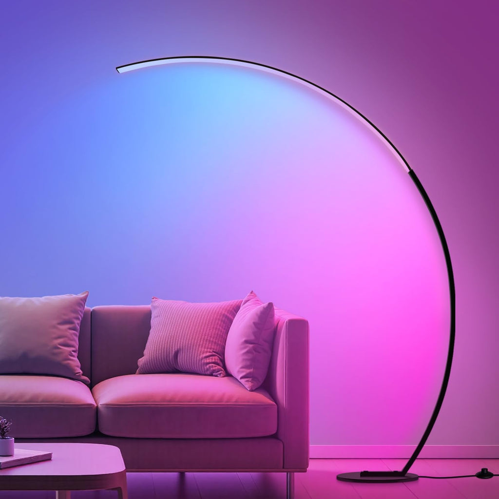 RGB Dimmable Arc Floor Lamps with 3 Color Temperatures, Ultra Bright 1800LM LED Floor Lamps for Living Room, Modern Standing Tall Lamp…