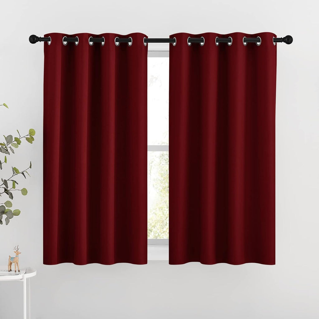 NICETOWN Blackout Draperies Curtain Panels - Thermal Insulated Solid Grommet Blackout Curtains/Panels/Drapes for Living Room(Burgundy…