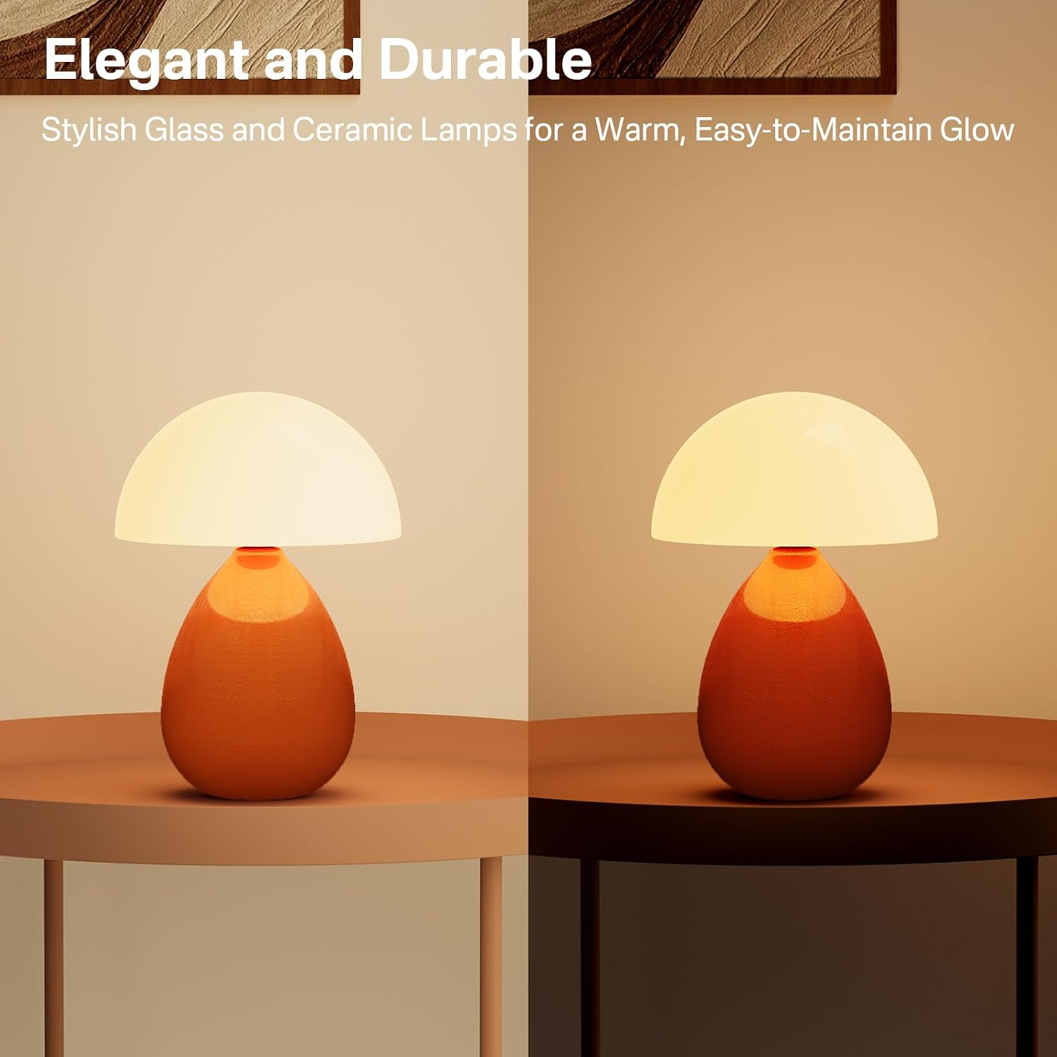 Dawnwake Mushroom Lamp Table Lamp for Bedroom, Ice Crackle Desk Lamp Bedside Small Lamps for Living Room Night Stands, Table Lamps Cute…