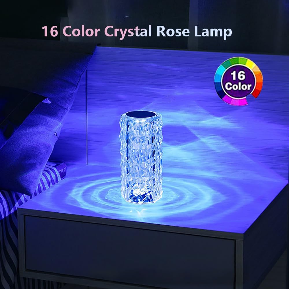 Portable Crystal Table Lamp,16 Color Touch Control Rechargeable Lamp, Crystal Bedside Lamp, Night Light, Room Decor Desk Lamp, Bedroom, Living…