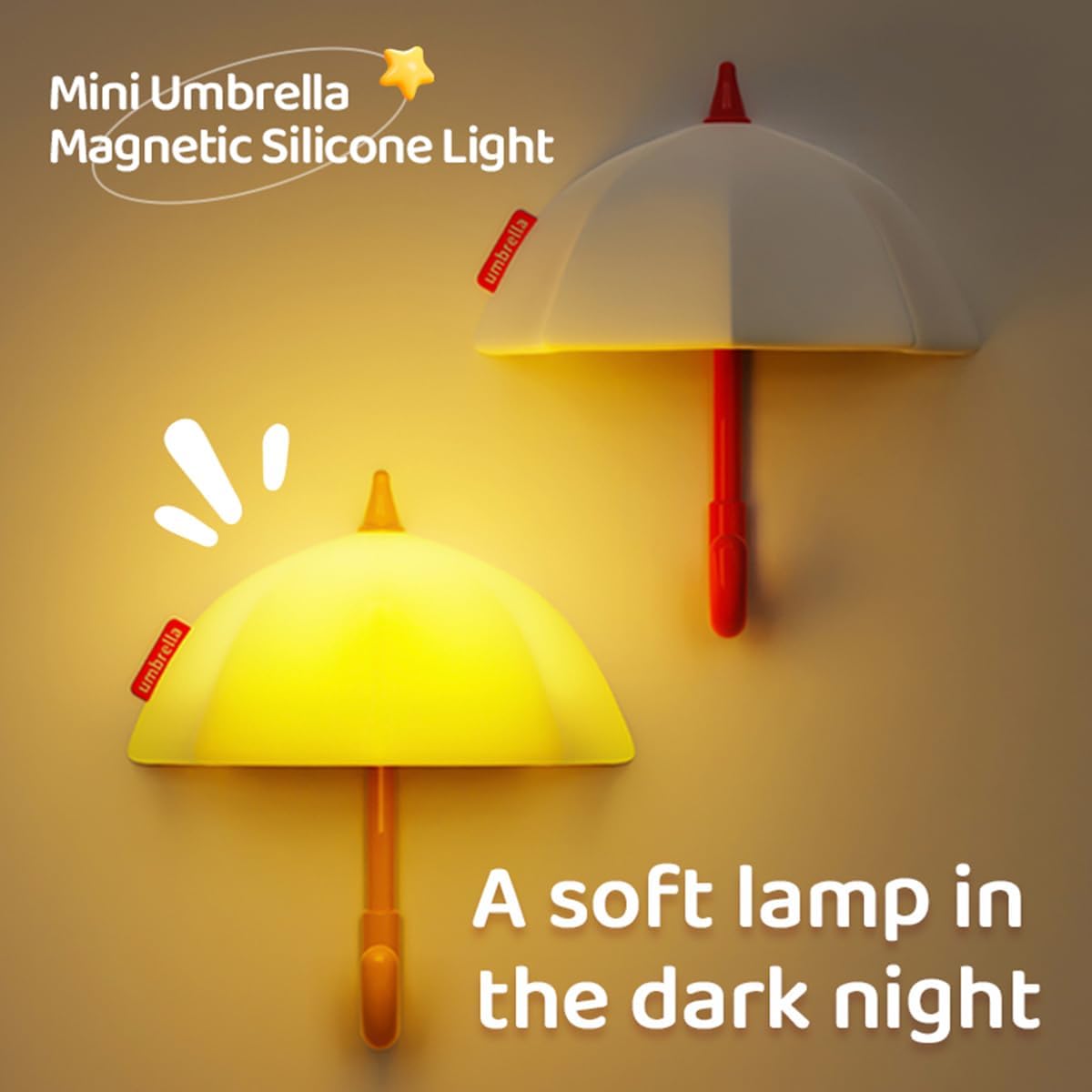 Umbrella Night Light for Kids, Light-Up Magnetic Fridge Lamp, Rechargeable Silicone Lamp for Baby Nursery,3 Levels Dimmable 30 minute…
