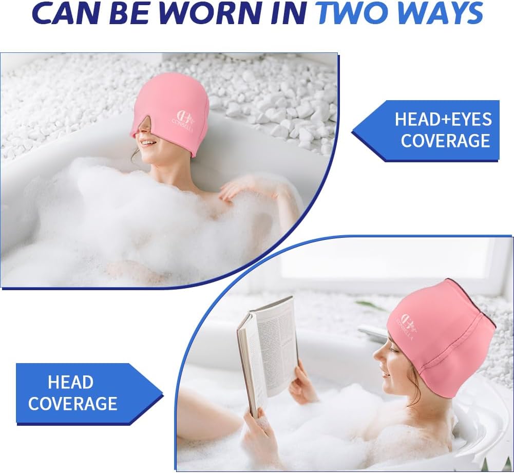Conbella 2Pcs Migraine Relief Cap, Soothing Headache Ice Face Mask Products, Hot and Cold relaxation, Migraine Headache Relief Cap for…