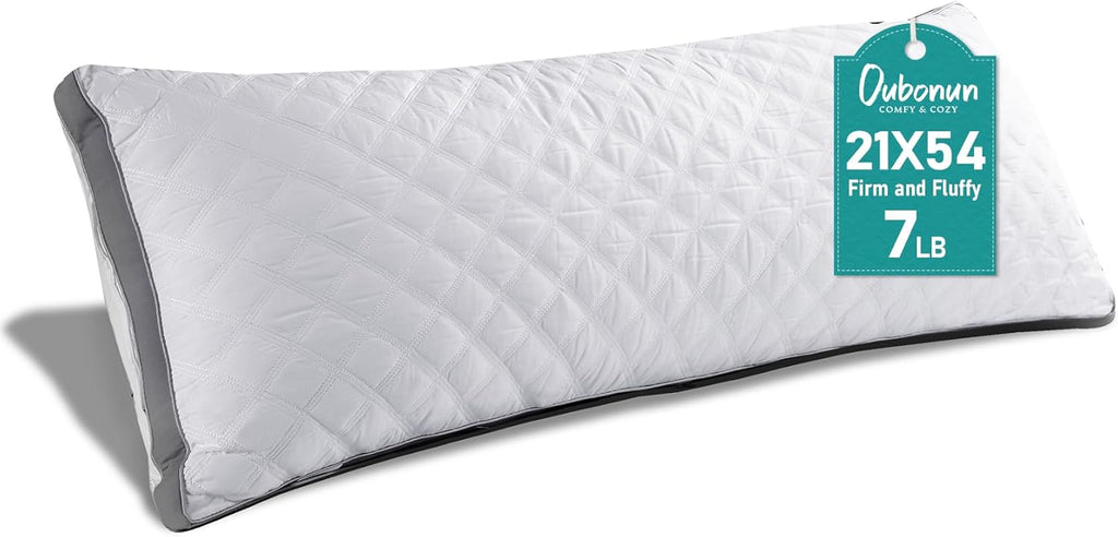 Oubonun Premium Adjustable Loft Quilted Body Pillows - Firm and Fluffy - Quality Plush - Down Alternative - Head Support Pillow - 21"x54"