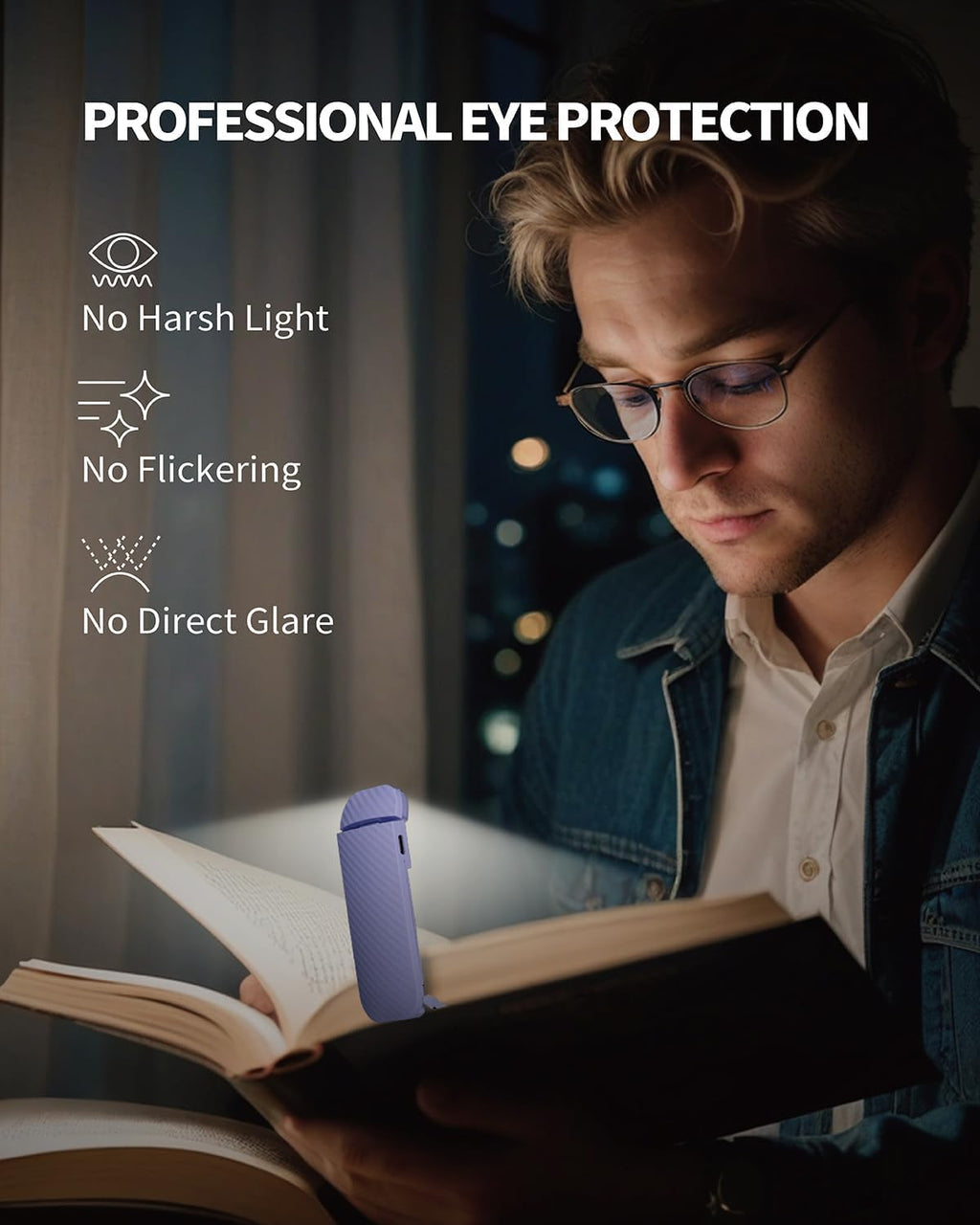 HEMONNKAM Book Reading Light, 2 Pack Rechargeable Clip on Booklight, Eye Caring 3 Color Temperatures & 5 Brightness Levels, Night Use for…