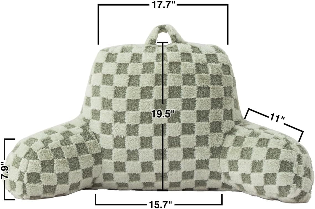 Holawakaka Checkered Reading Pillow for Sitting up in Bed, Lounging, Reading, Working on Laptop, Watching TV, Women Teens Kids Backrest Pil…