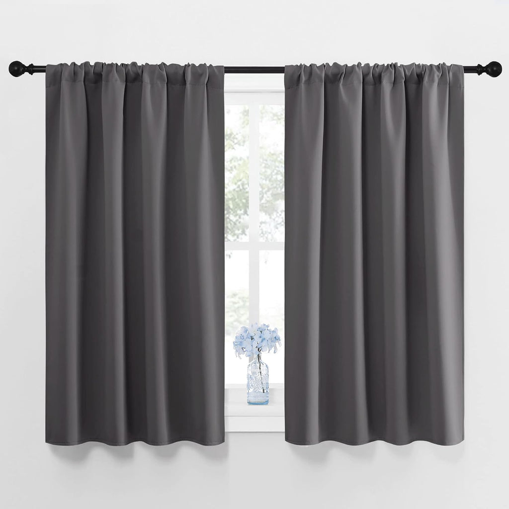 NICETOWN Grey Window Curtains for Bedroom - Home Decoration Thermal Insulated Rod Pocket Blackout Blinds & Drapes for Small Windows…