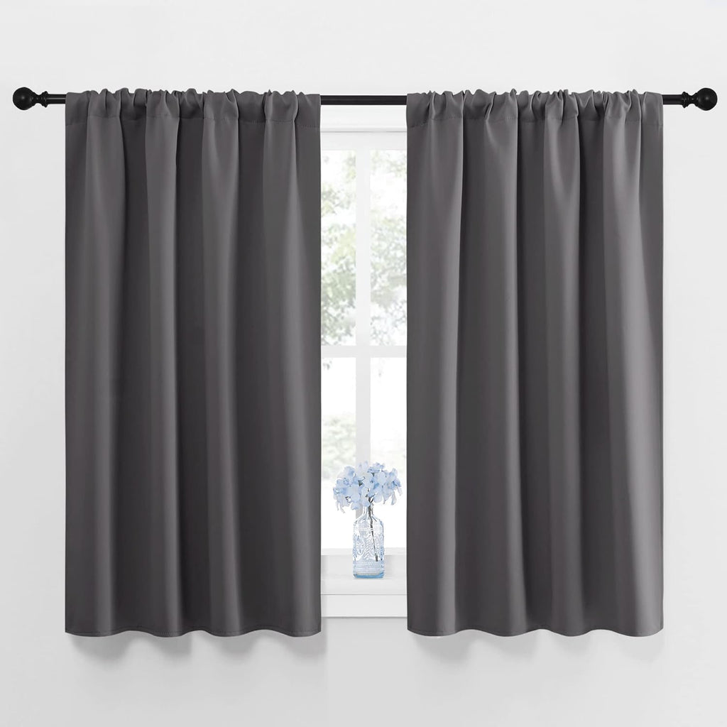 NICETOWN Grey Window Curtains for Bedroom - Home Decoration Thermal Insulated Rod Pocket Blackout Blinds & Drapes for Small Windows…