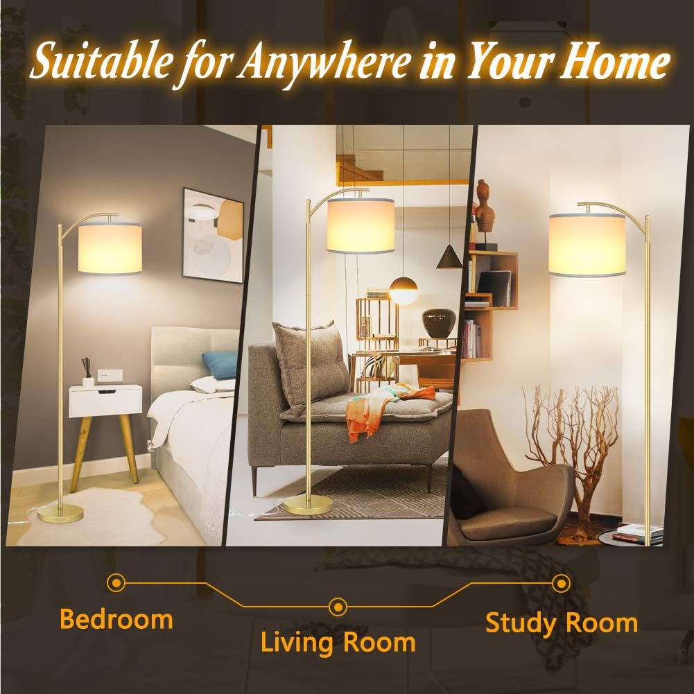 Floor Lamp for Living Room with 3 Color Temperatures LED Bulb, Standing Lamp Tall Industrial Floor Lamp Reading for Bedroom, Office (9W…