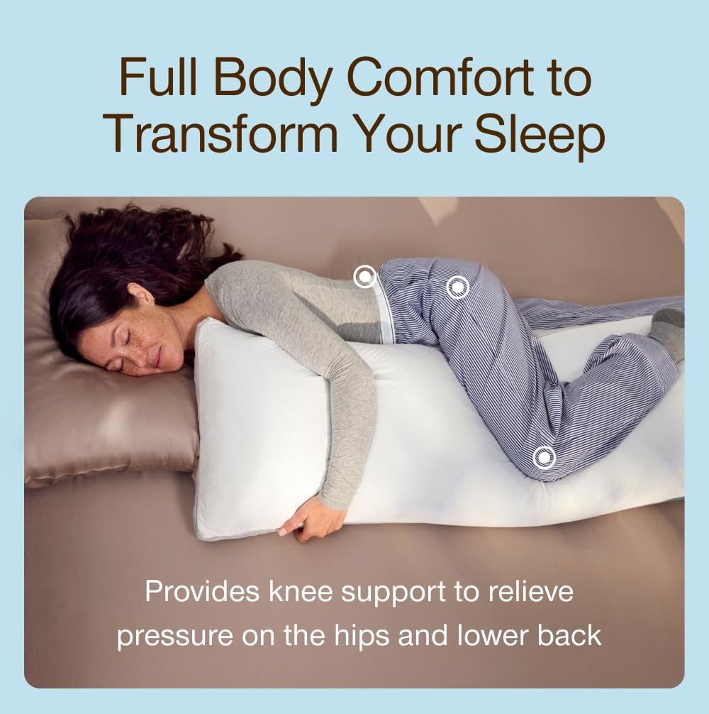 CoopSleepGoods Coop Home Goods Cool+ Adjustable Cooling Body Pillow, 18x52, Cooling Gel Memory Foam & Microfiber, Side Sleeper & Pregnancy…