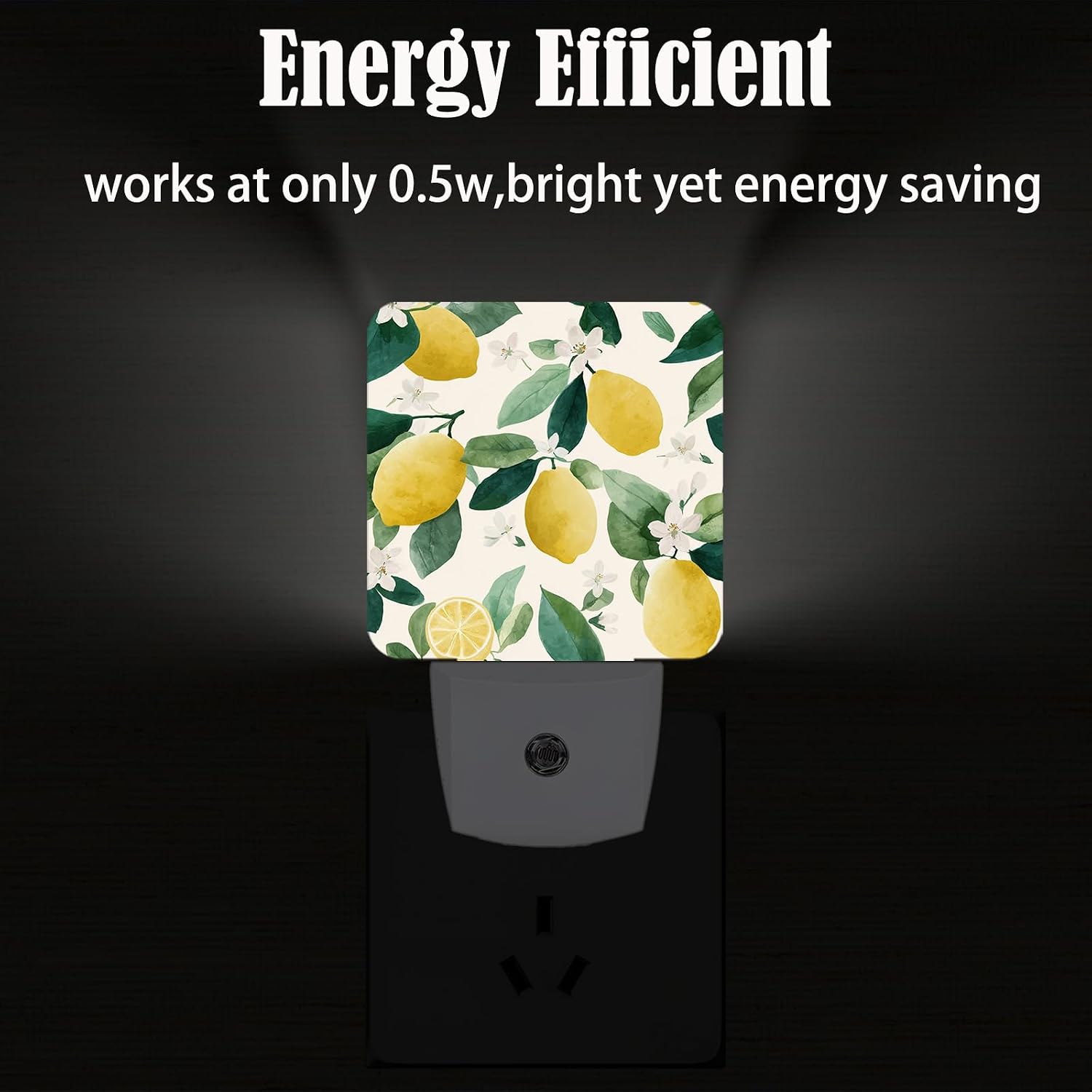 Lemon with Flowers Night Light, Plug-in Nightlights Auto Sensor Night Lamp Dusk-to-Dawn Lamp Home Decor for Nursery Children Girls Boys