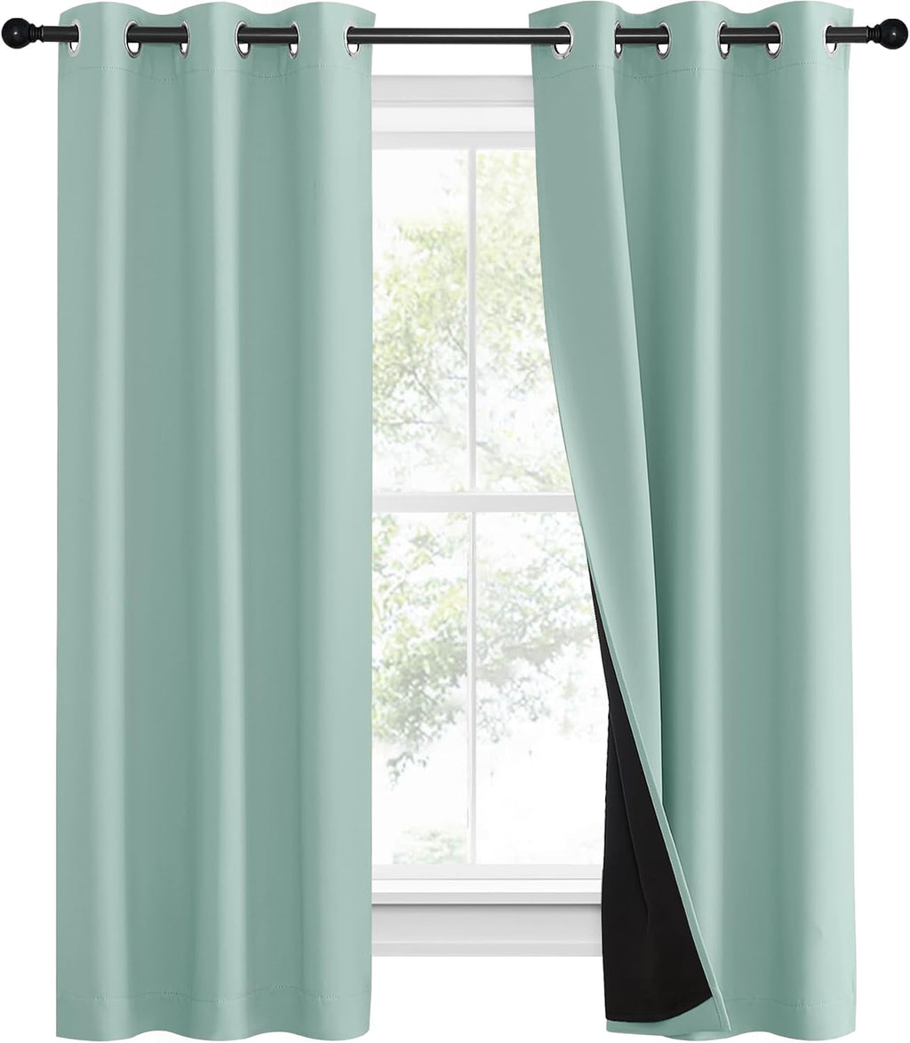 Nicetown Aqua Blue 100% Blackout Curtain Set, Thermal Insulated & Energy Efficiency Window Draperies for Guest Room, Full Shading Panels fo…