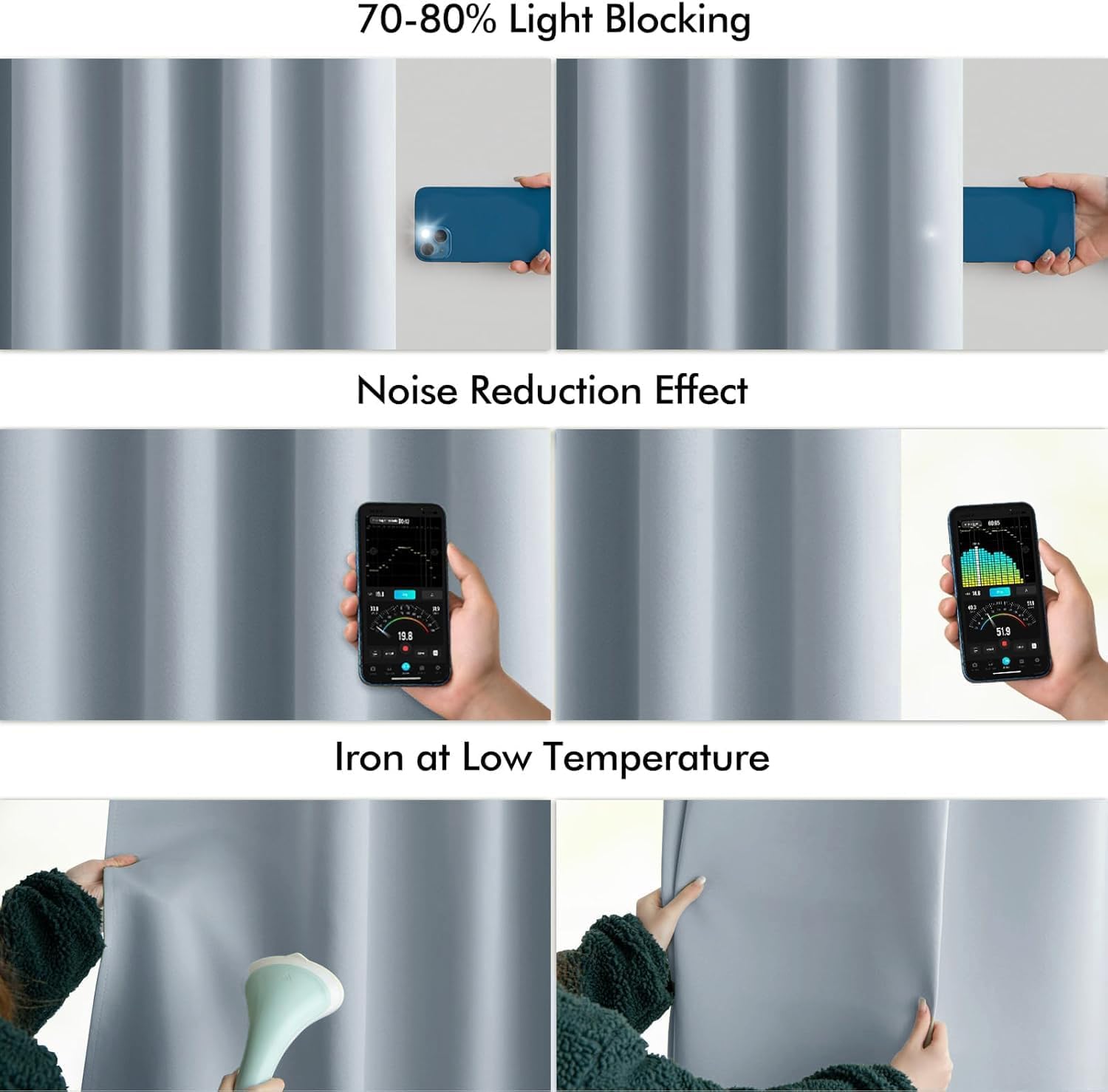 Miulee Light Blue Back Tab Blackout Curtains 72 Inches Long 2 Panels Set for Living Room Bedroom Privacy, Rod Pocket/Pinch Pleat Thermal In…